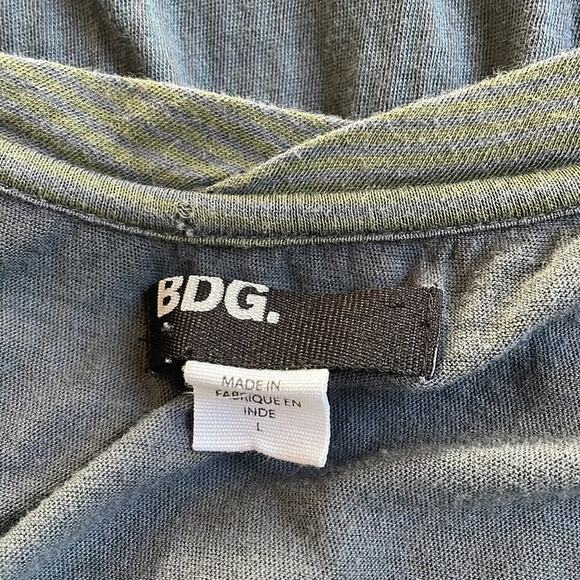 BDG Urban Outfitters Green Maroon Gray Stripe Tiered Tank Top Babydoll - Picture 4 of 5